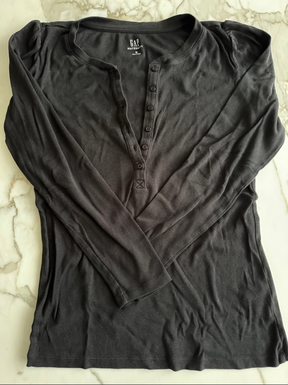 GAP Maternity Black Long Sleeve Henley Top
